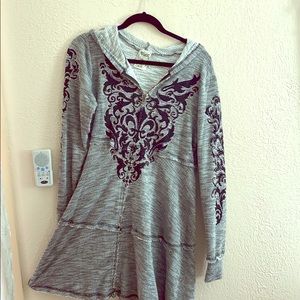Stadium length full zip sweater Jacket